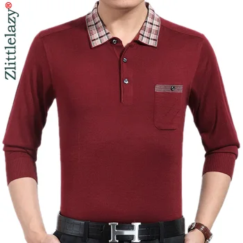 

2019 brand casual pocket fitness long sleeve polo shirt men poloshirt jersey solid mens polos tee shirts dress fashions 81047