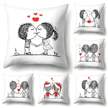 

Romantic Love Couple Print Pillow Case 45*45 Throw Pillow Cases Pillow Cover Pillowcases Decorative Pillows Body Pillow Cover