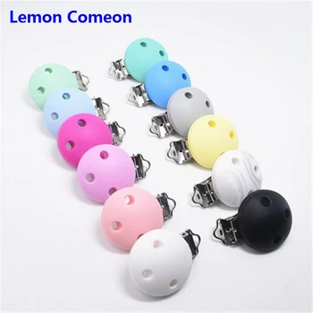 

20Pcs Round Shaped Pacifier Clip Silicone Bead Teething Accessories DIY Bead Tool Baby Teether Clip Nipple Clasps Toy 12 Color