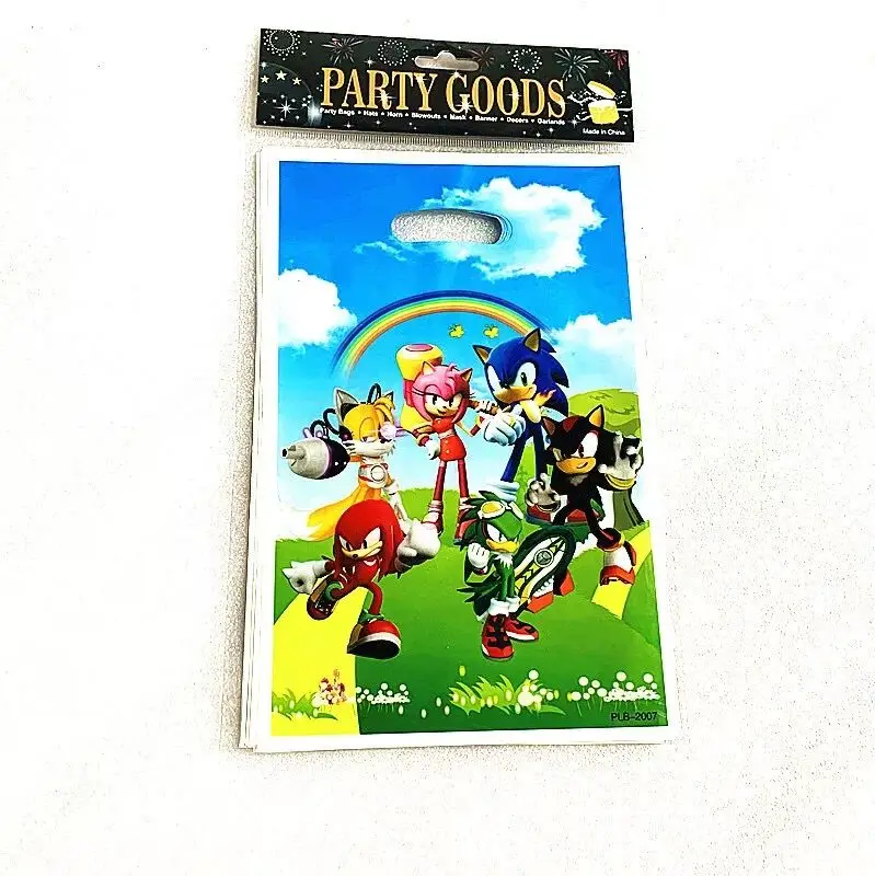 Sega Sonic The Hedgehog Super Hero New Cartoon Plastic 18X26CM Gift Loot Bags 10PCS Birthday Party Candy Bag Supplies Event | Дом и сад