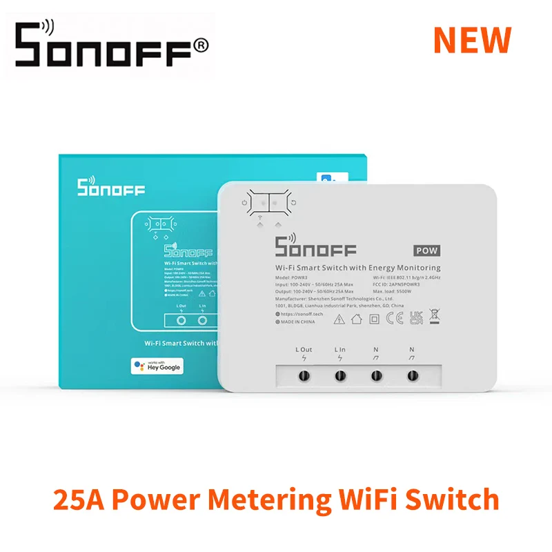 

SONOFF POW R3 25A Power Metering WiFi Smart Switch Overload Protection Energy Monitoring eWeLink Voice Control Alexa Google Home