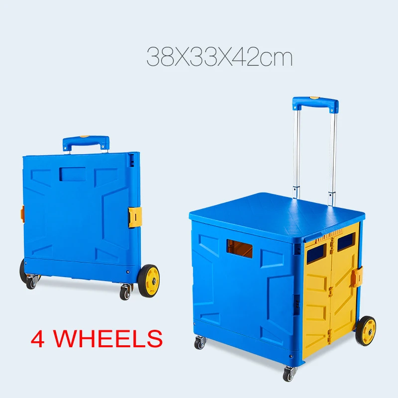 

E-FOUR Folding Hand Truck Large Capacity Collapsible 360° Rotating Platform Cart Dolly with Swivel Locked Casters Trolley Travel