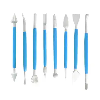 

8pcs/set Baking Pastry Tools Plastic Dough Knife Icing Fondant Scraper Decorating Plain Smooth Jagged Edge Spatulas Cutters Cake