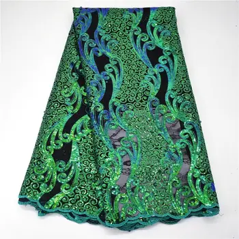 

Latest African Lace Fabric High Quality Nigerian Mesh Lace Material French Tulle Lace Fabric With Sequins For Wedding Dress