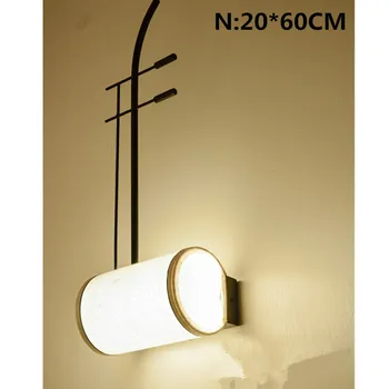 

New Chinese Wall Lamp Porch Corridor Living Room Bedroom Bedside Lamp Zen Round Rectangular Fan-shaped Wall Lamp M3573