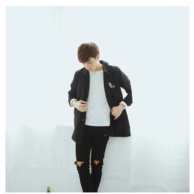 Knee hole Slim fit jeans Men's black large size stretch long pants raw edge pencil pants Harajuku style