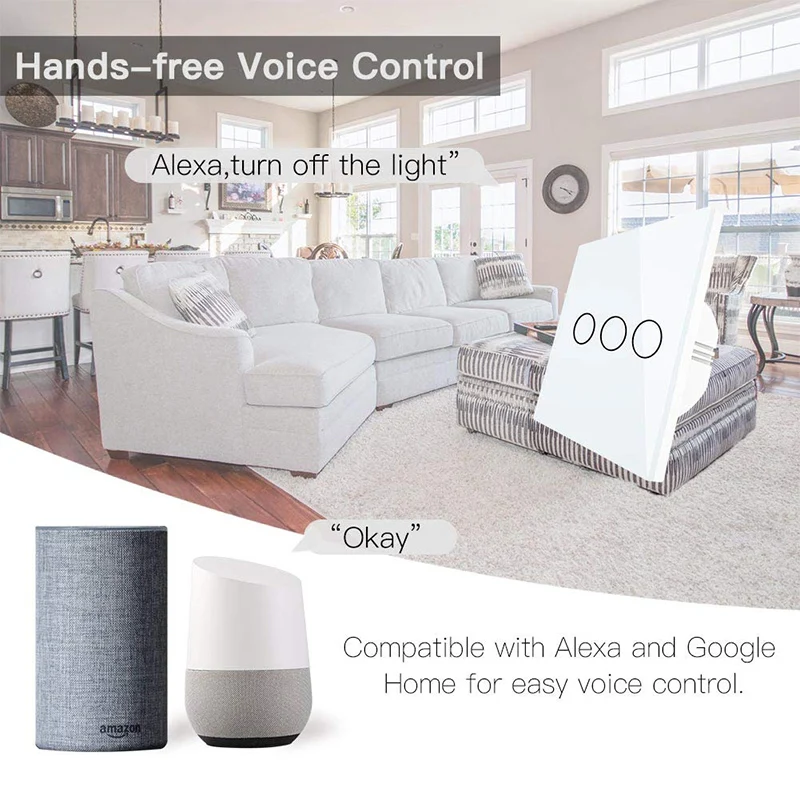  ZUCZUG Wifi Smart Light Switch Wall Touch Screen 1 2 3 Gang Voice Control Timing Switch Compatible  - 4000204619026