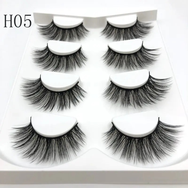 Buzzme H05 4 пары Новое поступление натуральные накладные ресницы длинные Макияж 3d