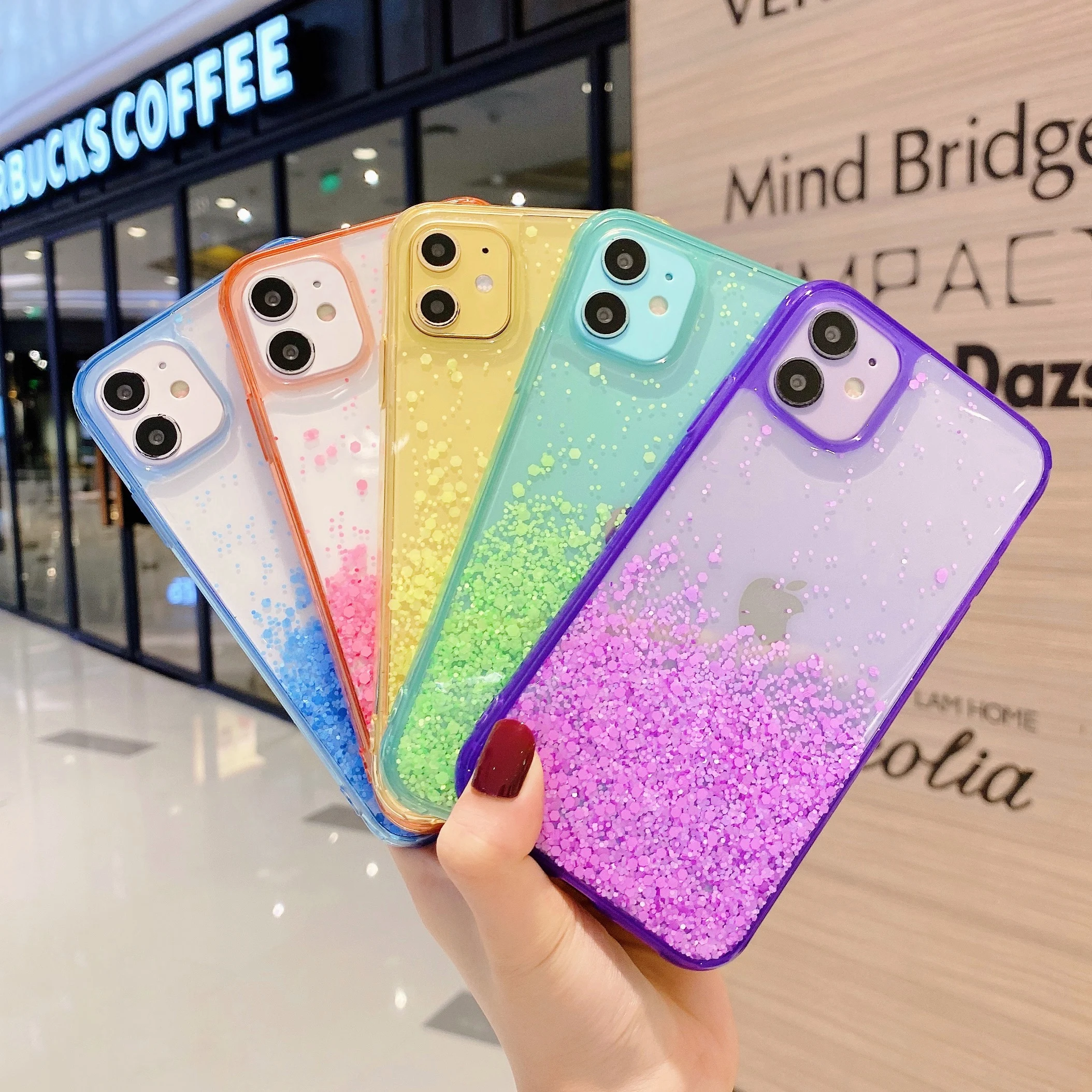 Чехол для iPhone 11 роскошный блестящий градиентный прозрачный силиконовый чехол xs xr