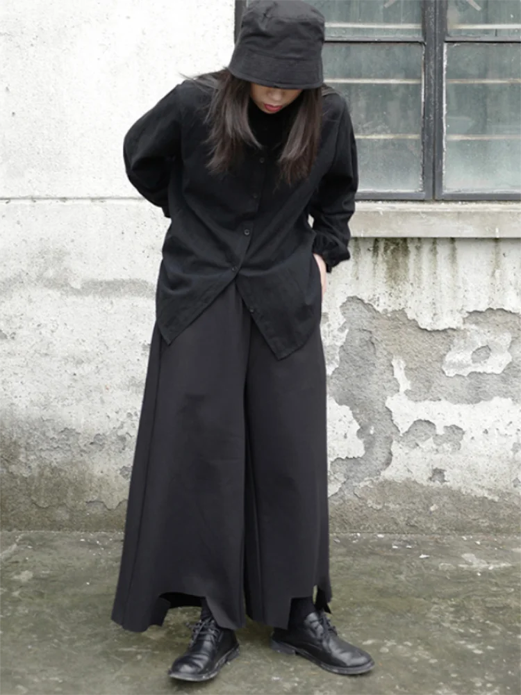 Ladies Pant Skirt Casual Pants Wide Leg Pants Spring And Autumn New Dark Super Loose Irregular Broken Design Fashion Pants