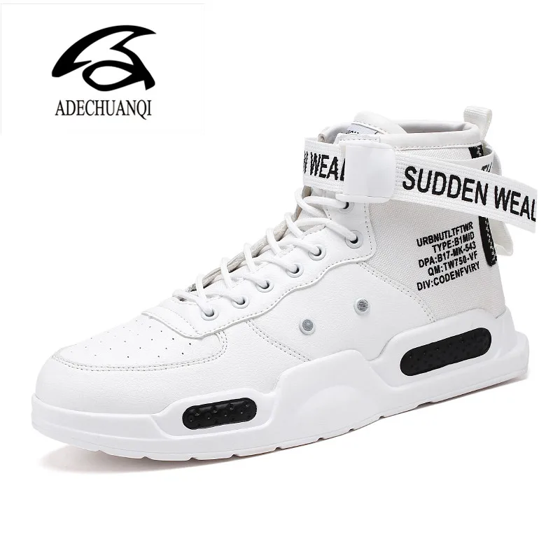 

Casual Shoes Men Autumn 2019 Footwear Men's White Red Sneakers Army Boots Lace Up Flats Breathable Fashion High Top Shoes