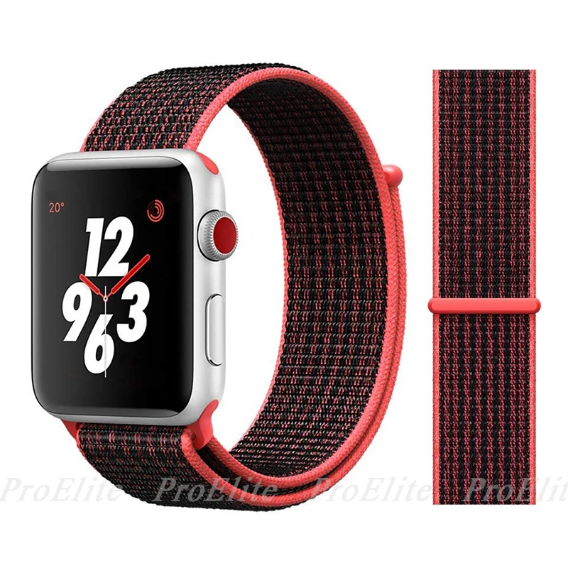 Color10 Pink Black Нейлон Ремешок для наручных часов Apple Watch серии 3/2/1 38 мм 42 мм мягкий нейлон дышащий сменный ремешок Спортивная петля для наручных часов iwatch серии 4 40 мм 44 мм - Цвет ремешка: Color10 Pink Black