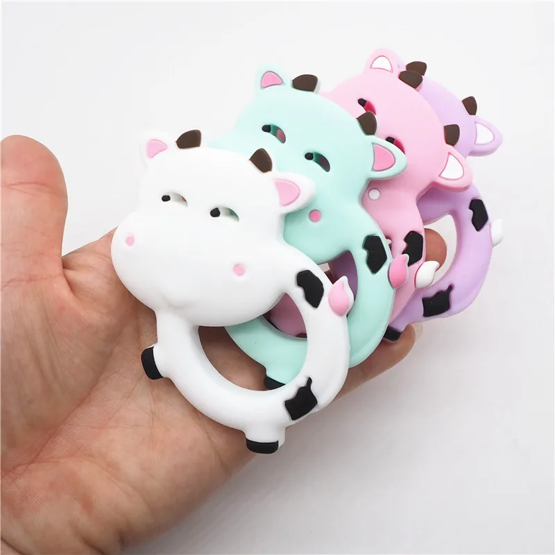 Chenkai 1 шт. силиконовый Прорезыватель для молока коровы DIY Детский жевательный кулон для кормления Сенсорное Прорезыватель кольцо для соски ювелирные изделия игрушка для животных