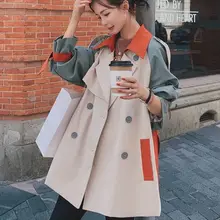 

Women 2021 trench coat Fashion Fall Winter casual cotton with over size vintage long coats overcoats Top double breasted