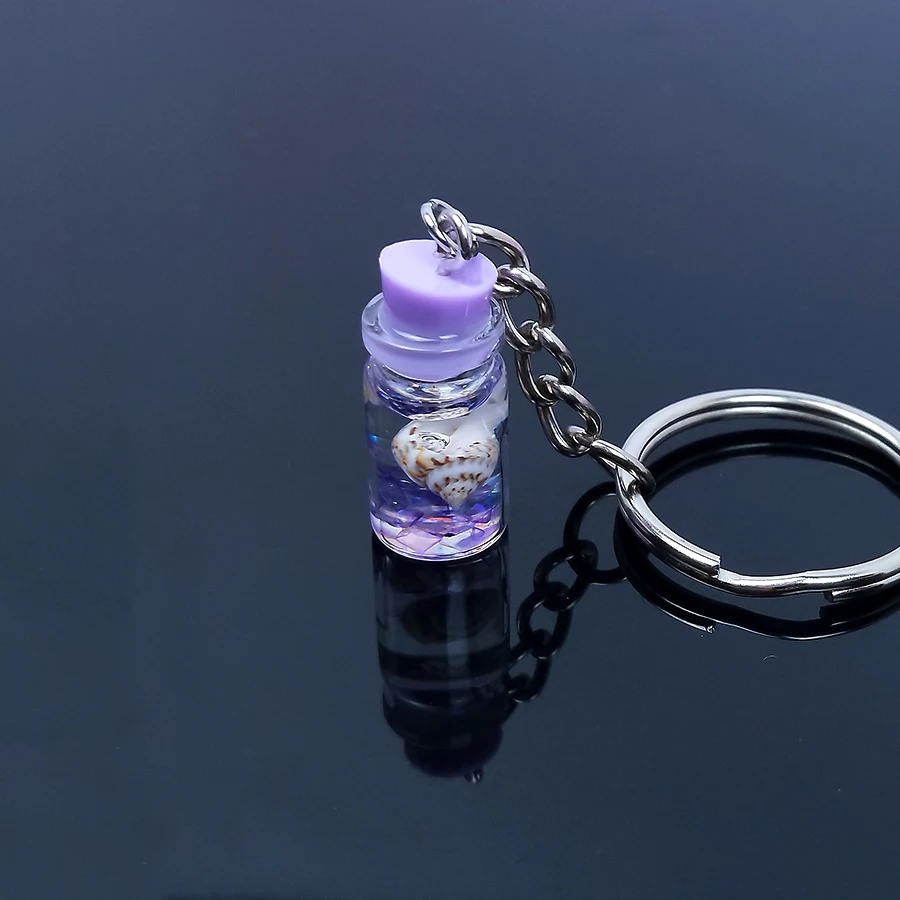 Purple Милый резиновый акриловый Кубок для напитков, фруктового сока, брелок для бутылок, брелок-ракушка для женщин и мужчин, брелок для ключей, сумка, автомобильный брелок, подарок - Цвет: Purple