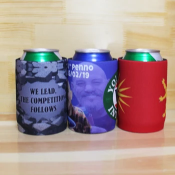 

200pcs/lot Custom Logo Stubby Holder for Your Birthday Party Real Neoprene Can Cooler With Bottom Printed Stubbies For Bar