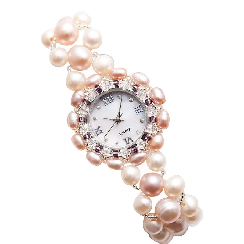

Novelty Nature Pearl Jewelry Quartz Watch for Women Wrist Watch Adults Teens Students Wristwatch Gifts