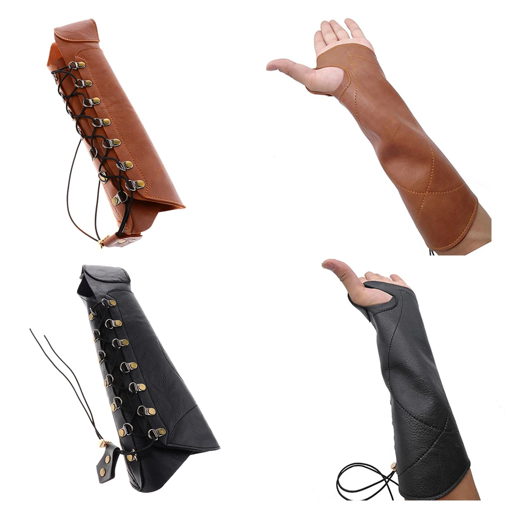PU Leather Archery Arm Guard Protection Safe Guard Adjustable Wristband Archery Arm Guard Glove for Bow Hunting