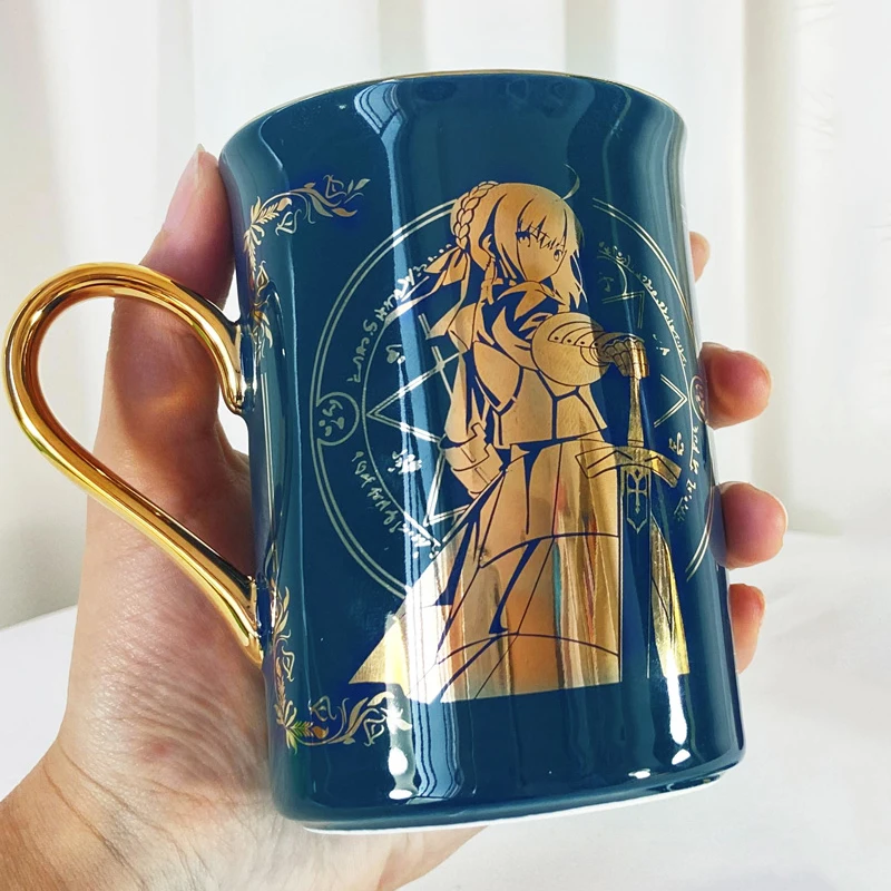 Anime Fate/stay Night Tohsaka Rin Saber Gold Stamping Ceramic