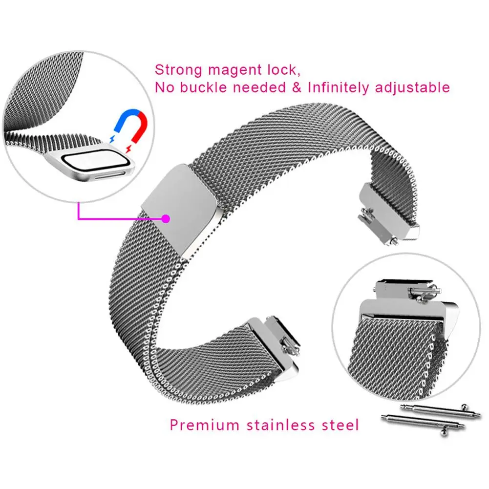 Watch Band For Fitbit Inspire HR Activity Tracker Milanese Wrist Strap Magnet Buckle Replacement Stainless Steel Bracelet | Электроника