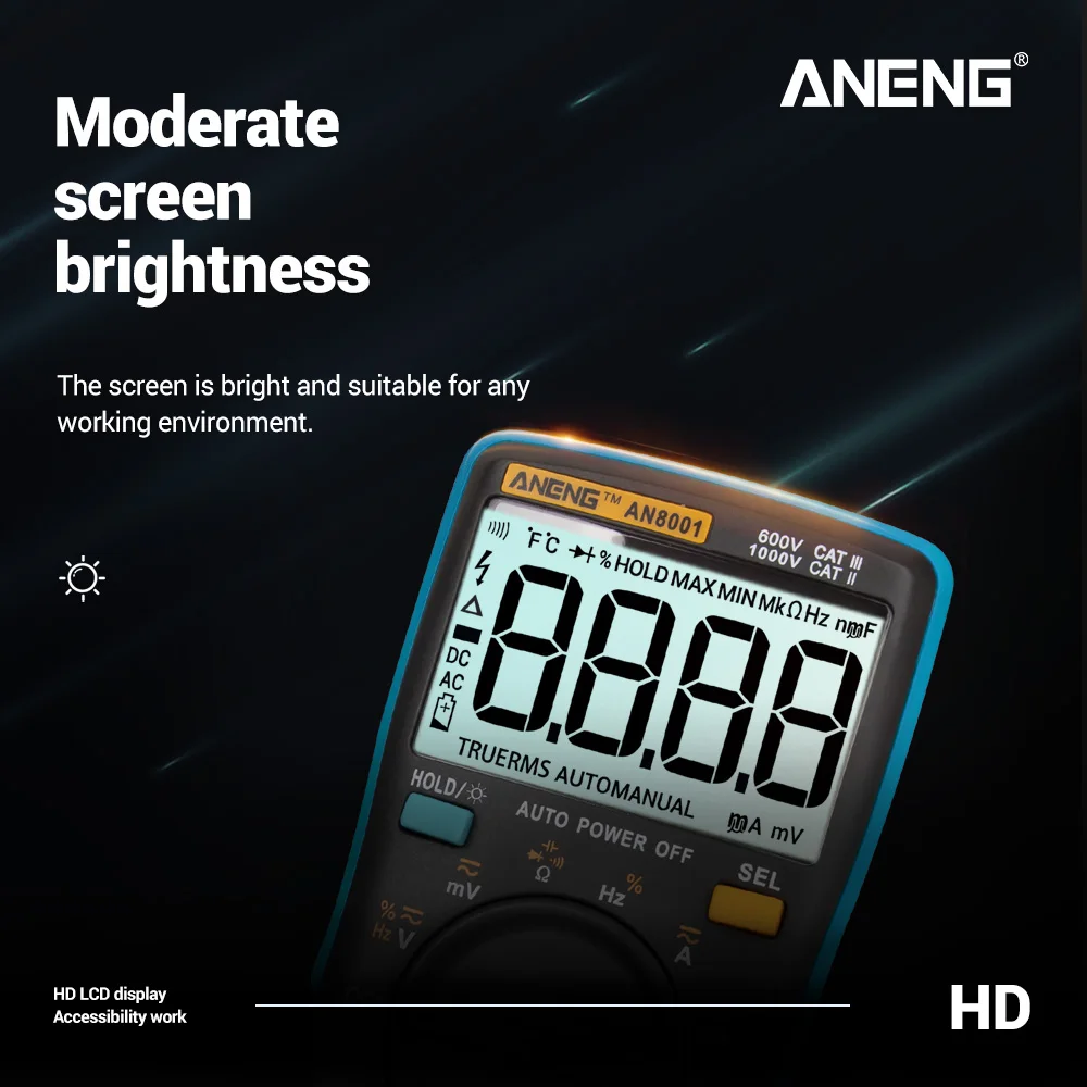 ANENG AN8001 True-RMS Автоматический диапазон цифровой мультиметр AC/DC Амперметр напряжения измеритель тока тестер измерения температуры