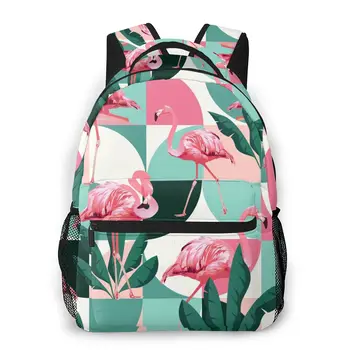 

2020 OLN Backpack Women Shoulder Bag Jungle Pink Flamingos With Banana Leaves School Bag For Teenage Girl Backpacks Travel Bag