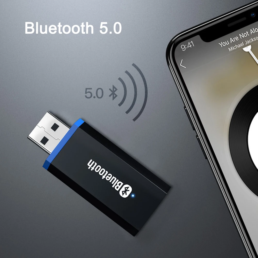 USB аудио адаптер Bluetooth 5 0 + EDR передатчик для ТВ ПК Драйвер 3 мм Jack AUX Беспроводной