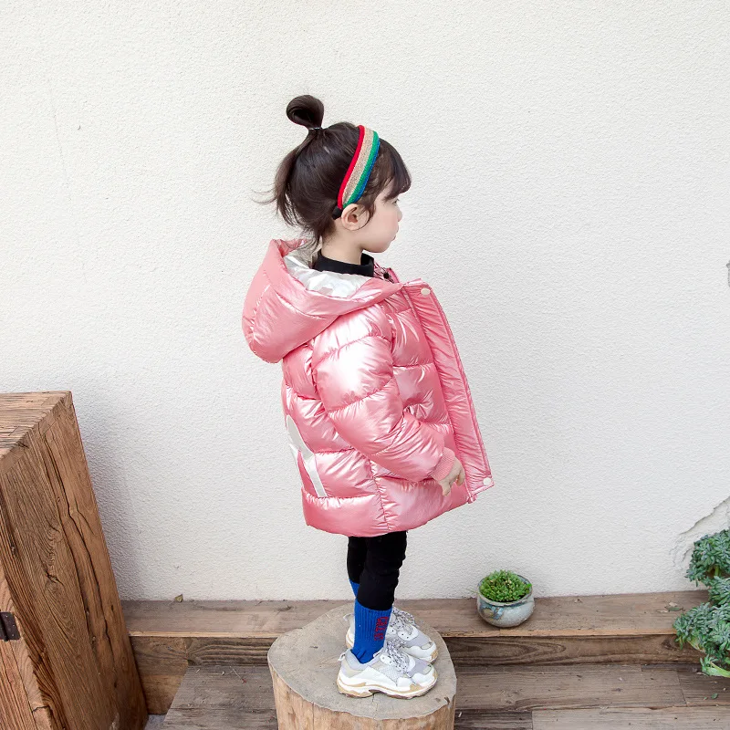 

Girls Winter Medium-small CHILDREN'S Cotton Clothes Thick Flash Mid-length Kids' Overcoat Western Style Baby down Cotton Cotton-