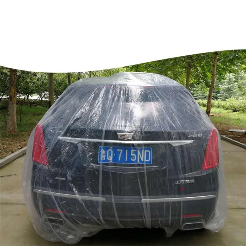 Портативный Одноразовые автомобильные дождевики Автомобильная ткань крышка водонепроницаемый прозрачный пластиковый водонепроницаемый пылезащитный чехол для дождевики автомобиля