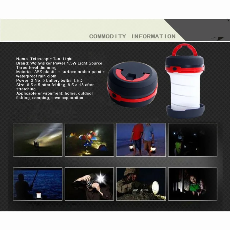 

Camp Lamp LED Camping Light Rechargeable Spotlight Work Light Waterproof Searchlight Torch Folding Emergency Household
