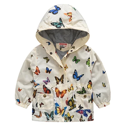 Girls Hooded Coats Fashion Printed Long Sweatshirt Windbreaker For Girls Autumn Outerwear Kids Wind Coat Children Clothing - Цвет: as the picture