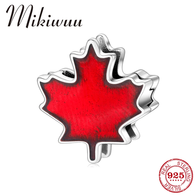 

Autumn New Design 925 Sterling Silver Red Maple Leaf Clips Beads fit Original Reflection Charm Watch Beacelets Fine Jewelry Ma