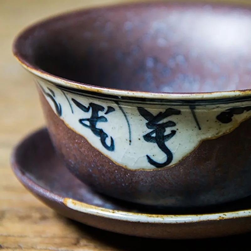 120 мл Цзиндэчжэнь ручной работы керамическая грубая керамика Gaiwan чайная чашка ручная роспись винтажный китайский чайный набор кунг-фу Tureen мастер чашки