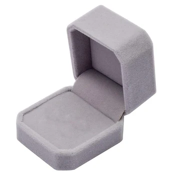 

Gotd Fashion Velvet Engagement Wedding Earring Ring Pendant Jewelry Display Box Gift (Gray)