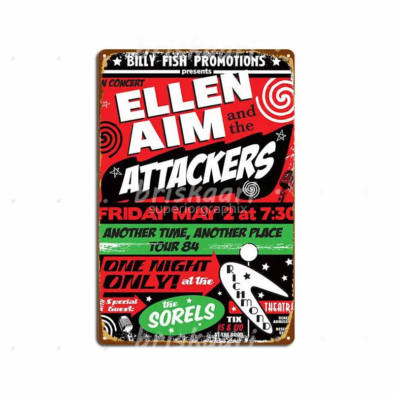 

Ellen Aim The Attackers Metal Signs Club Party Custom Party Metal Posters