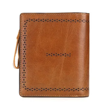 

Women's Wallet Leather Wallet Women's Short Zipper Bag Oil Wax Card Bag