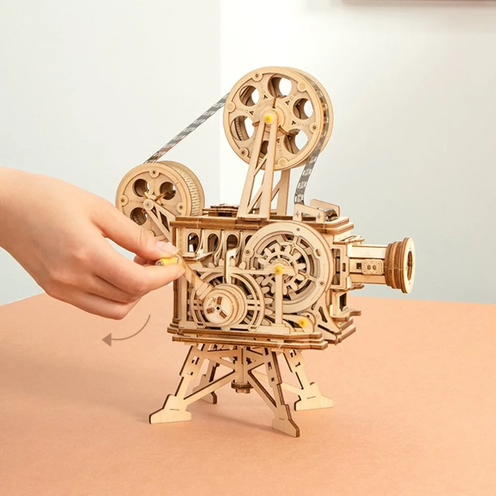 Рукоятка Diy 3D фильм проектор деревянная модель строительный комплект сборка Vitascope игрушка подарок для детей и взрослых
