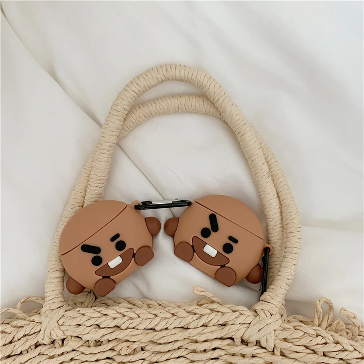 Беспроводной чехол для iPhone airpods 1, 2, для iPhone с мультяшным милым шоколадным рисунком, с защитой от падения, мягкий чехол для гарнитуры из ТПУ с крючком