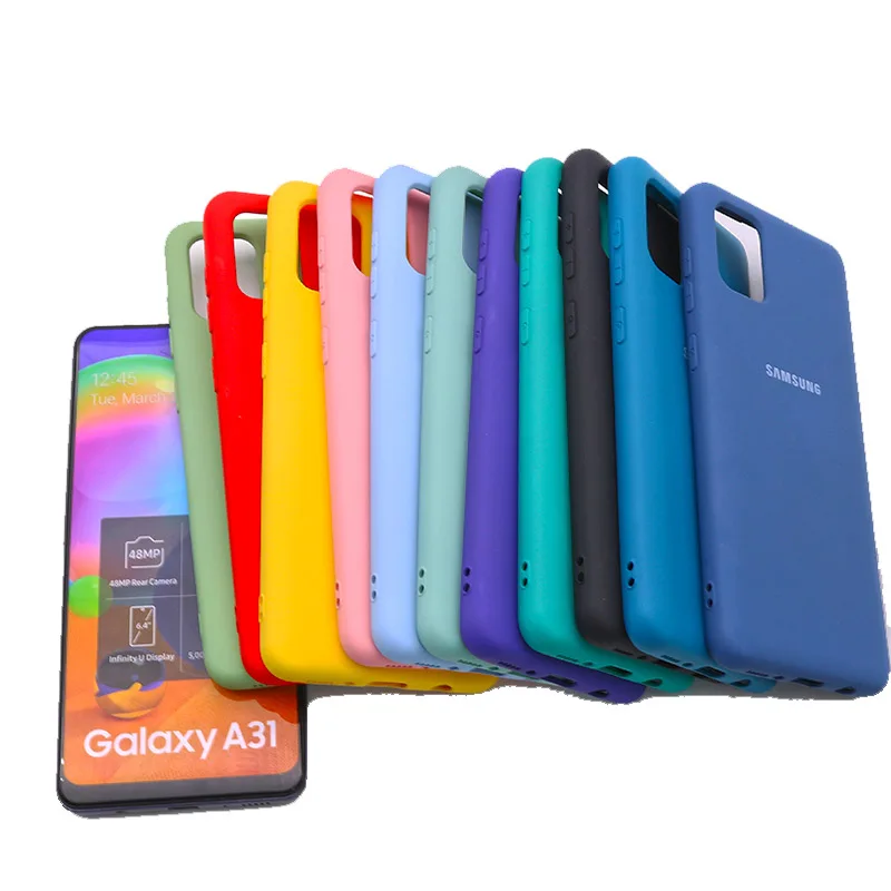 Samsung A31 Case Original Housing Silky Silicone Cover Soft-Touch Back Protective Shell For Galaxy A 31 phone pouch case