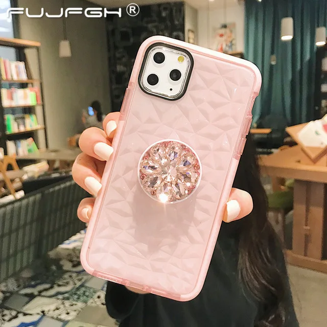 Роскошный Желейный чехол для телефона iPhone 11 Pro Max X XR XS MAX 7 8 6 6S Plus 5 SE двойной цвет мягкий ТПУ прозрачный противоударный чехол - Цвет: Pink With Ring