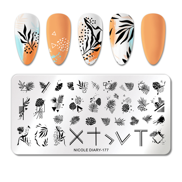 DIARY Line Flower Nail Stamping Plates Chinese Style Letter Pattern Nail Art Stamp Templates Face Leaf Printing Stencil