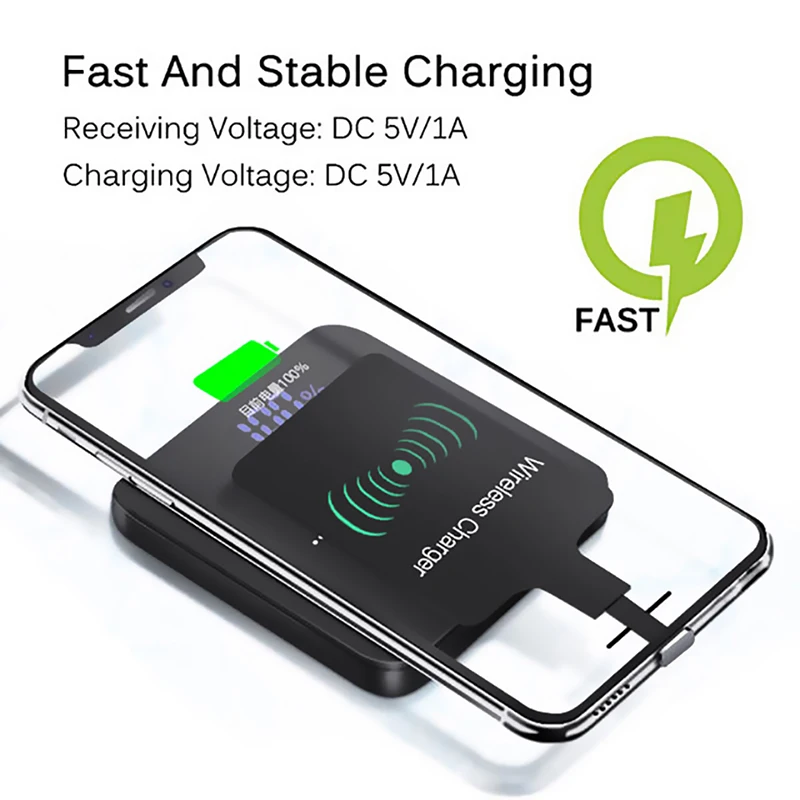 Micro USB Type C универсальное Быстрое беспроводное зарядное устройство адаптер для Samsung huawei для iPhone для Android Qi беспроводной зарядный приемник-5
