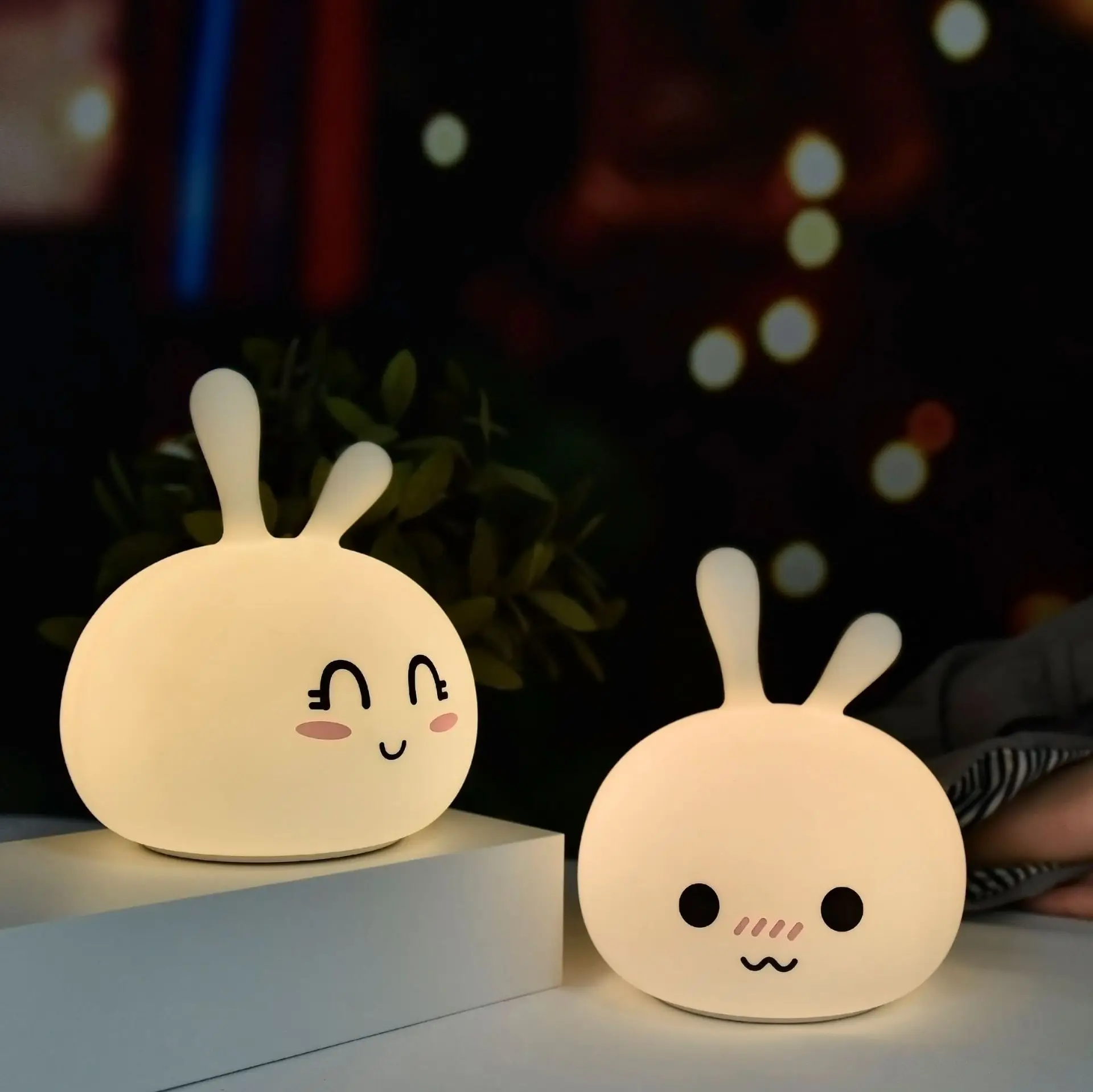 

Hanukkah Креативный светодиодный ночник Beanie кролик красочная силиконовая лампа кролик Индукционная Pat лампа детская спальня с