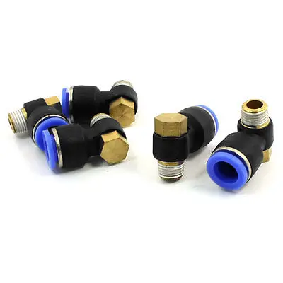 

5pcs Right Angle 1/4"PT Male Thread to 12mm 2 Ways Quick Fittings Coupler