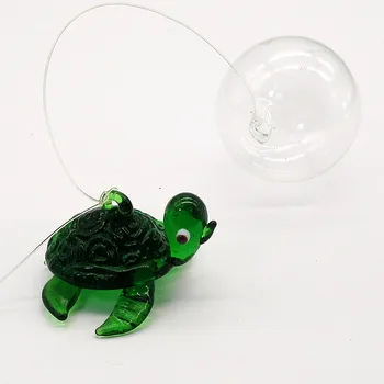 

Custom wholesale decorative glass miniature marine animal figurine handmade Sea turtle small statue Aquarium fish tank ornament