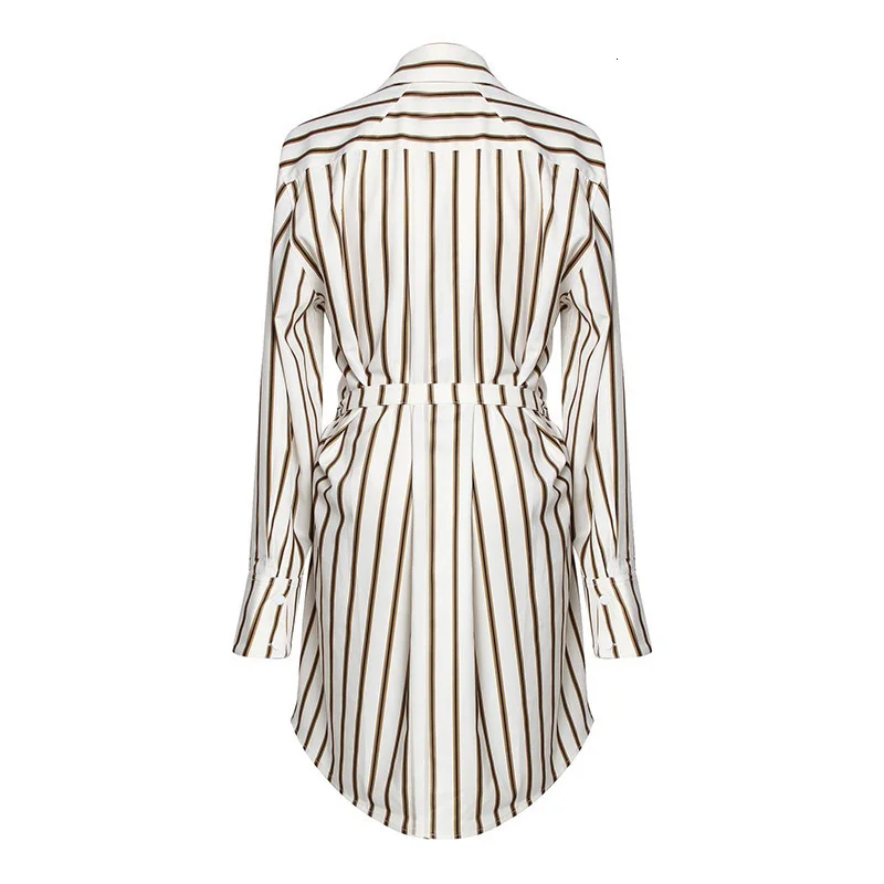 [DEAT] новая осенне-зимняя Свободная рубашка с отворотом и длинным рукавом в полоску с принтом, женская модная блузка JS565