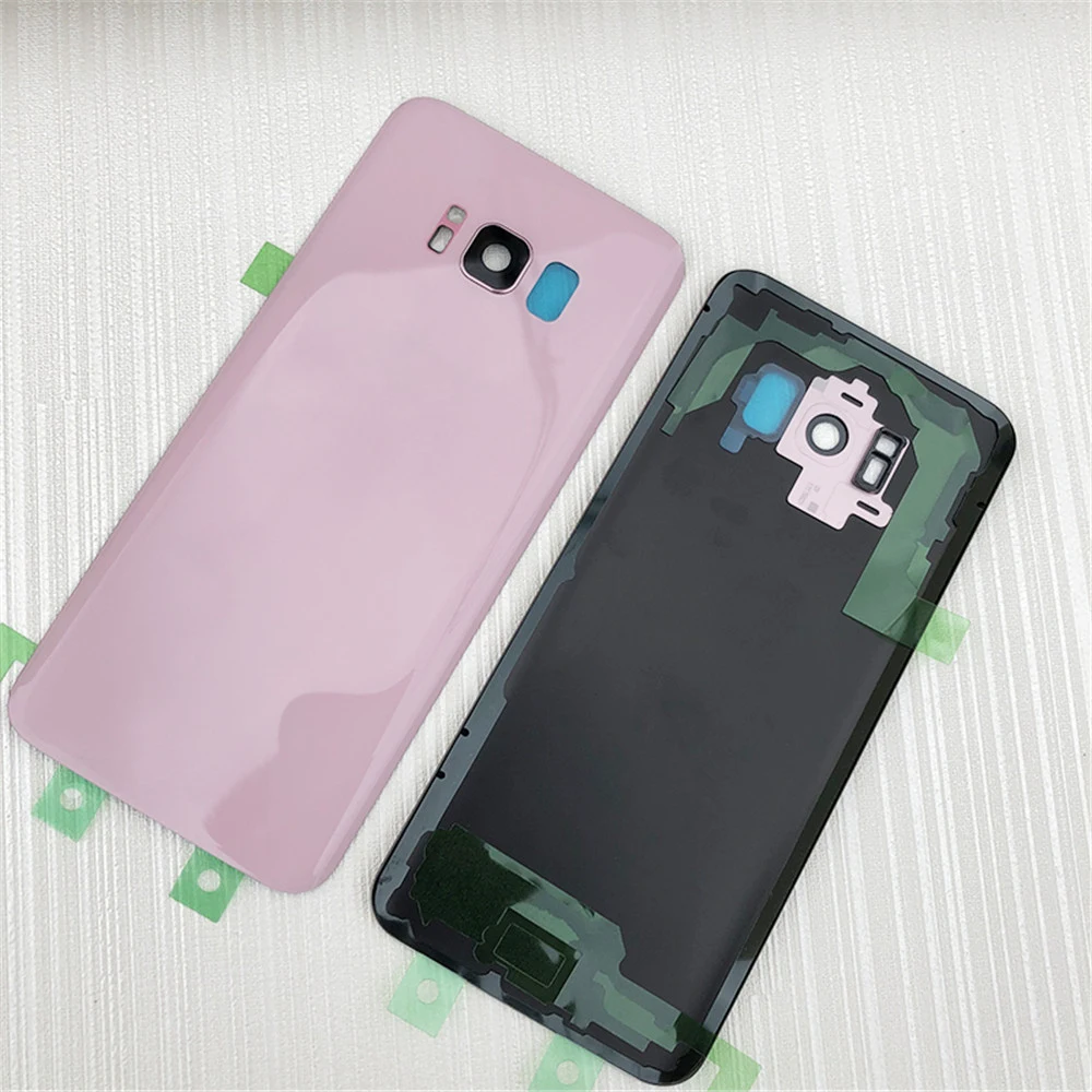 Для samsung Galaxy S8 G950 SM-G950F G950FD S8 Plus S8+ G955 SM-G955F G955FD Задняя стеклянная крышка чехол для батареи с логотипом - Color: S8   pink