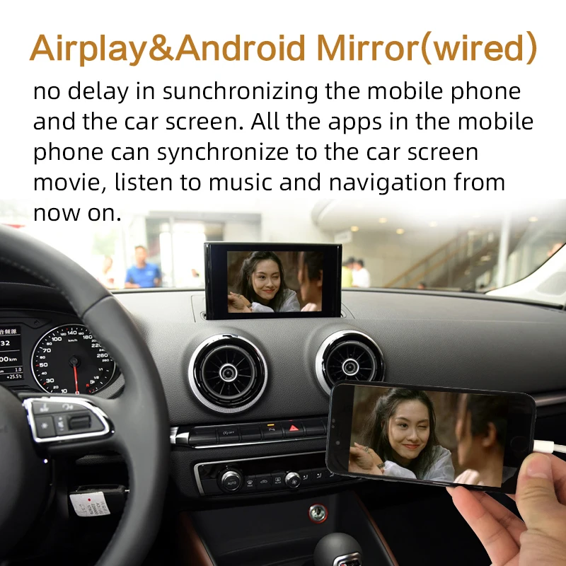 2021 Wireless Apple Carplay/AirPlay Solution for Audi A3 3G Original Screen Support Mirror Link Aftermarket Camera