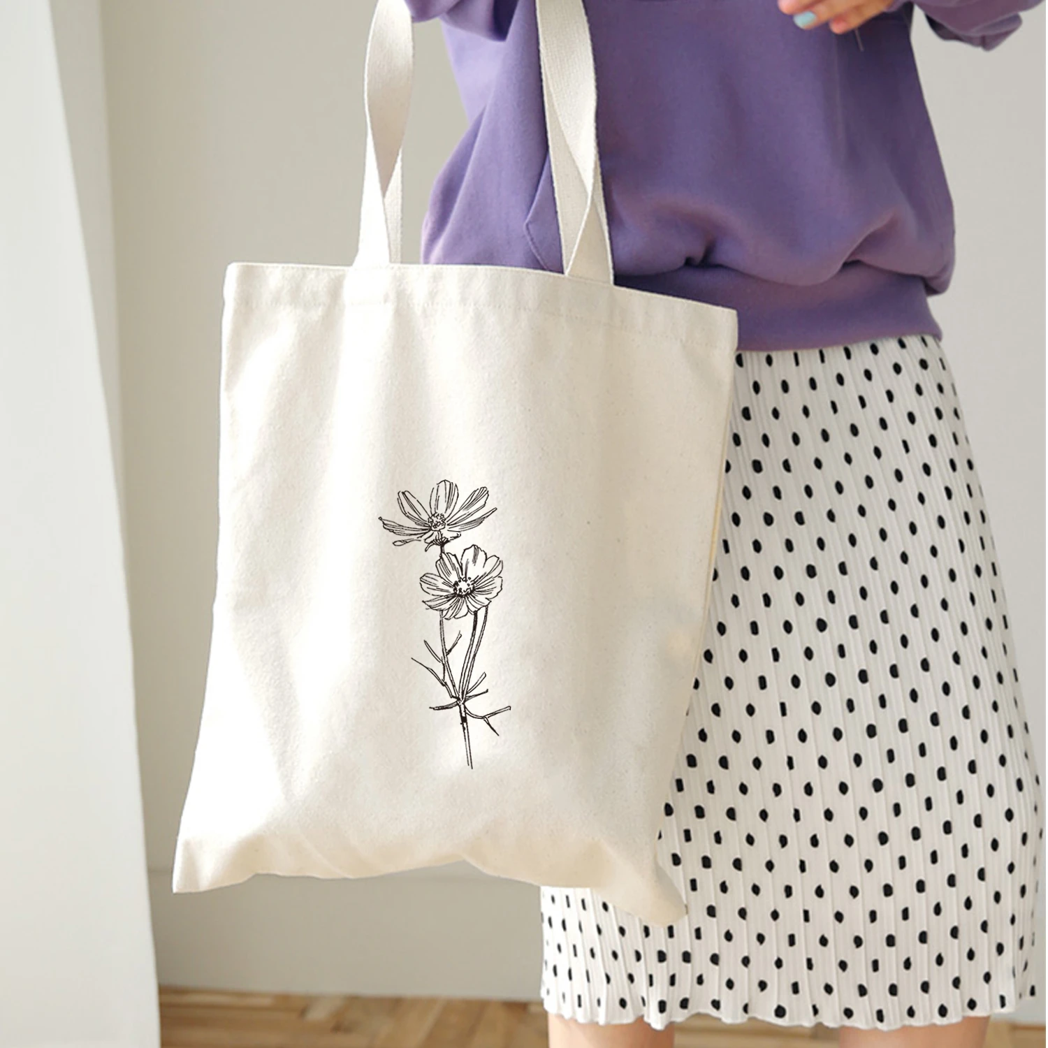flower print tote bag
