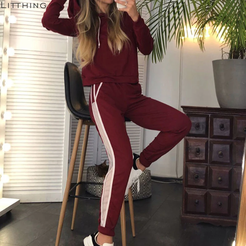 

LITTHING Casual Tracksuit Women Autumn Set 2019 Two Piece Set Long Sleeve Hoodies Pullover Pants Set Sportwear Tracksuits Outfit